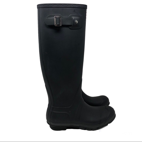 Hunter Women’s Original Tall Rain Black Boots Size 8 - Picture 1 of 13